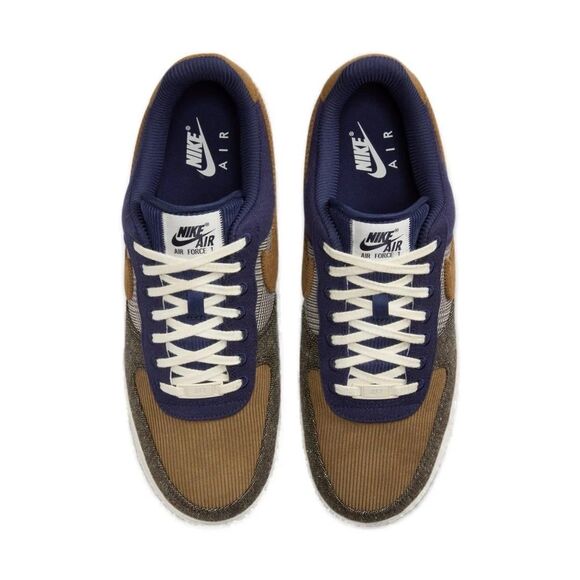 Size 10.5 Nike Air Force 1 Tweed Corduroy Midnight Navy Brown Mens FQ8744-410 main image 8